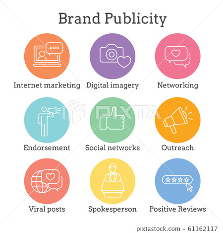 Brand Ambassador and Spokesperson Icon Set w Brand Ambassador and Spokesperson Icon Set w 61162117