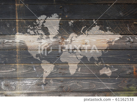 World map on a wooden wall 61162538