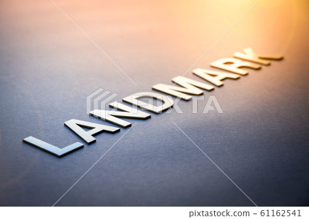 Word landmark written with white solid letters Word landmark written with white solid letters 61162541