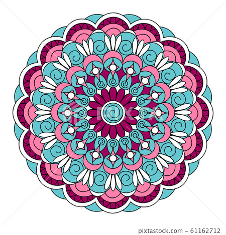 Pink-turquoise mandala on the white background 61162712