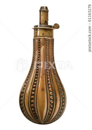 Antique gunpowder flask been used by soldiers. 61163276