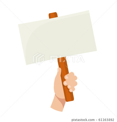 Hand holding blank banner flat vector illustration 61163892