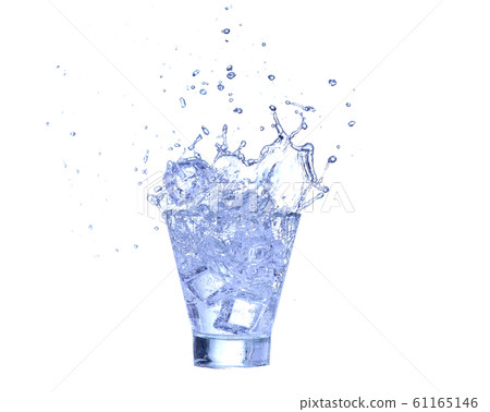 Glass of water, ice and slice of fresh lemon on a Glass of water, ice and slice of fresh lemon on a 61165146