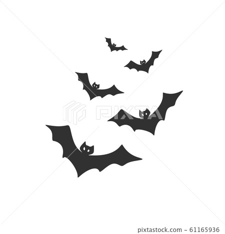 Swarm of flying bats. Stock Vector illustration isolated on white background. 61165936