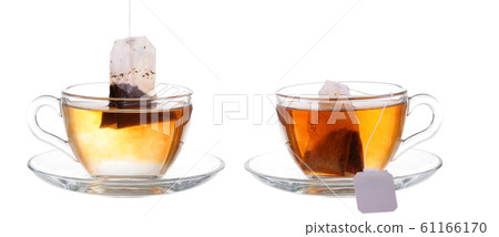 Glass of Tea with Bag End. Isolated on white 61166170