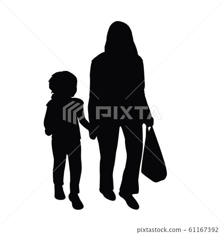 mother and daughter together, silhouette vector mother and daughter together, silhouette vector 61167392