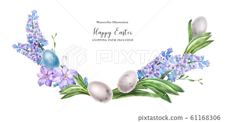 Decorative watercolor arc with hyachinth flowers Decorative watercolor arc with hyachinth flowers 61168306