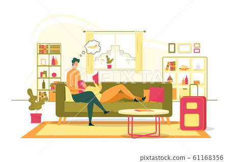 Planing Family Summer Vacation Flat Vector Concept 61168356