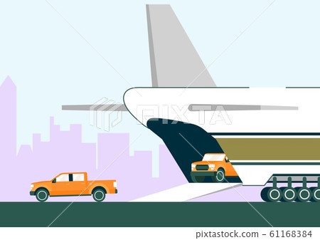 Plane on Runway Deliver Car Transport to Airport Plane on Runway Deliver Car Transport to Airport 61168384