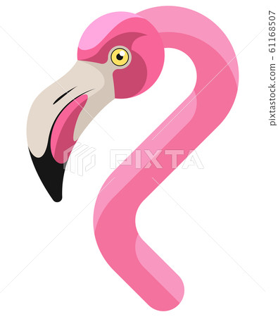 Pink flamingo portrait made in unique simple cartoon style. Head of African flamingo. Isolated artistic stylized icon for your design Pink flamingo portrait made in unique simple cartoon style. Head of African flamingo. Isolated artistic stylized icon for your design 61168507