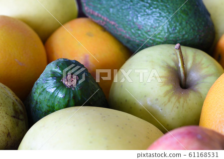 Variety Of Mixed Fresh Fruit Close-up Frame Variety Of Mixed Fresh Fruit Close-up Frame 61168531