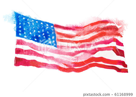 USA, american flag. United States of America. Hand drawn watercolor illustration. USA, american flag. United States of America. Hand drawn watercolor illustration. 61168999