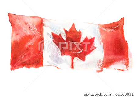 Canada, canadian flag. Hand drawn watercolor illustration Canada, canadian flag. Hand drawn watercolor illustration 61169031