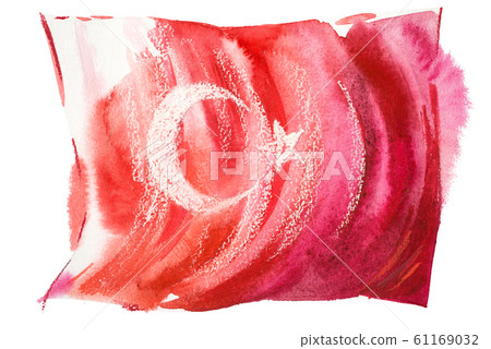 Turkey. Turkish flag. Hand drawn watercolor illustration. Turkey. Turkish flag. Hand drawn watercolor illustration. 61169032
