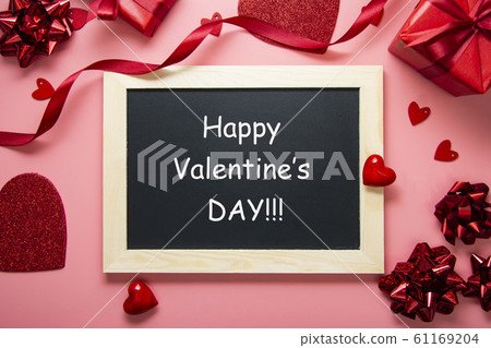 Happy Valentine's day. Flat lay arrangement with Happy Valentine's day. Flat lay arrangement with 61169204