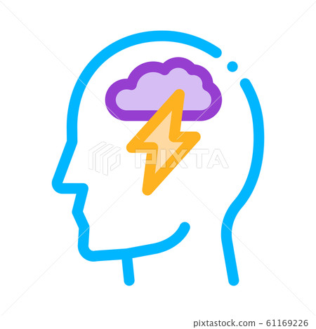 Raining Lightning Cloud In Silhouette Mind Vector 61169226