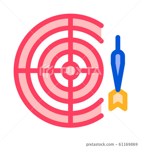 Interactive Kids Game Darts Vector Thin Line Icon - Stock Illustration ...
