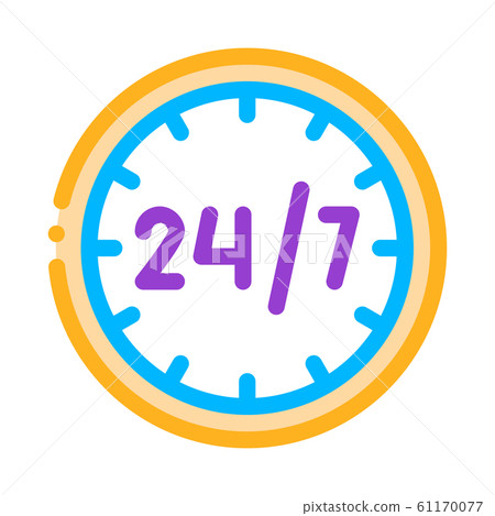 Twenty-four-seven Service Vector Thin Line Icon Twenty-four-seven Service Vector Thin Line Icon 61170077