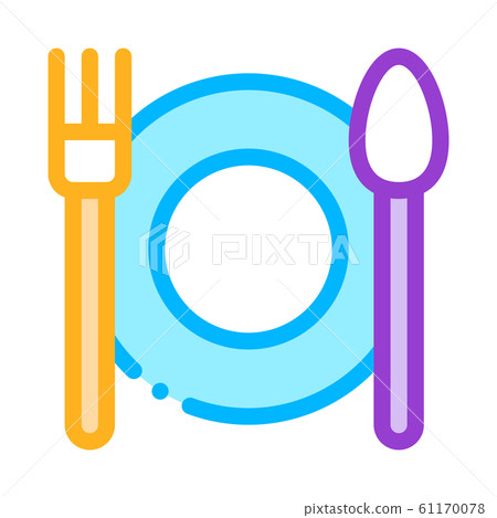 Plate Fork And Spoon Vector Sign Thin Line Icon Plate Fork And Spoon Vector Sign Thin Line Icon 61170078