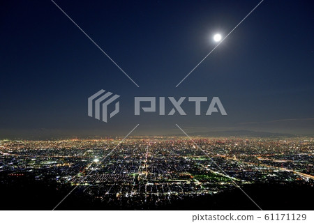 Full moon and night view from Mount Ikoma 61171129