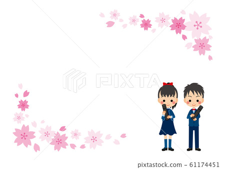 Graduation girls and boys [Sakura frame template] - Stock Illustration ...