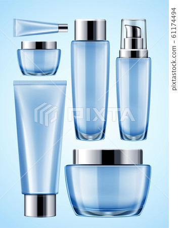 Download Blue Cosmetic Container Mockup Set Stock Illustration 61174494 Pixta