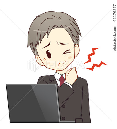 PC (black) tired male middle-aged employee PC (black) tired male middle-aged employee 61176277