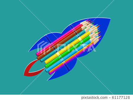 彩色鉛筆助推的抽象火箭 彩色鉛筆助推的抽象火箭 61177128