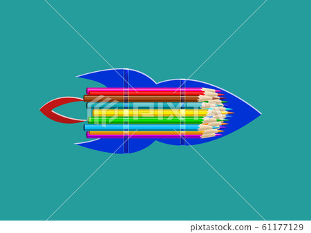 彩色鉛筆助推的抽象火箭 彩色鉛筆助推的抽象火箭 61177129