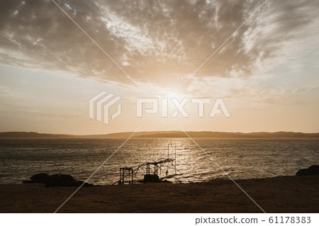 destroyed historic landing stage on the sea 61178383