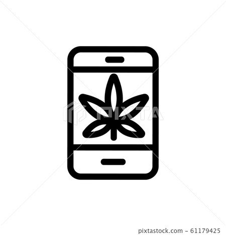 Cannabis and phone icon vector. Isolated contour symbol illustration Cannabis and phone icon vector. Isolated contour symbol illustration 61179425