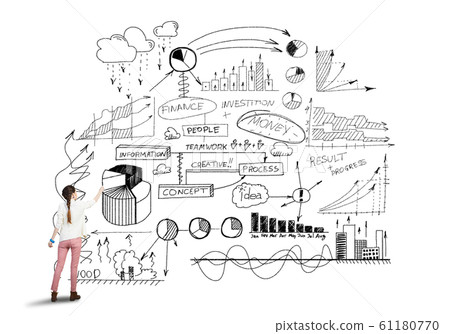 Girl sketching infographs Girl sketching infographs 61180770