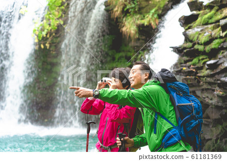 Trekking senior mountaineering waterfall 61181369