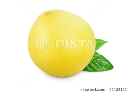 Whole pomelo with leaf isolated on white background Whole pomelo with leaf isolated on white background 61182112