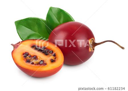 Fresh tamarillo fruit with leaves isolated on white background Fresh tamarillo fruit with leaves isolated on white background 61182234