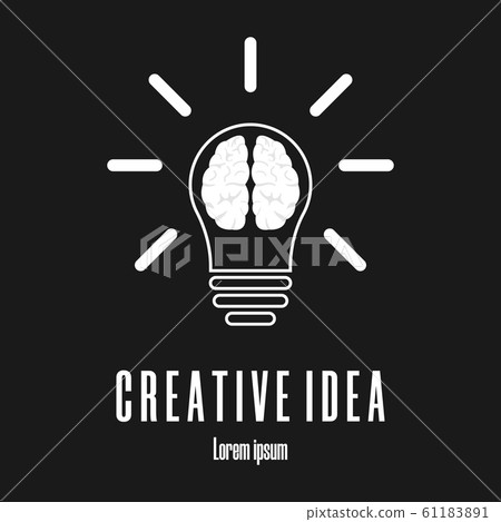 Icon of brain in lightbulb. Creative idea logo 61183891