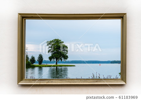Framed view of Schweriner Innensee lake from Schwerin Castle. Germany Framed view of Schweriner Innensee lake from Schwerin Castle. Germany 61183969