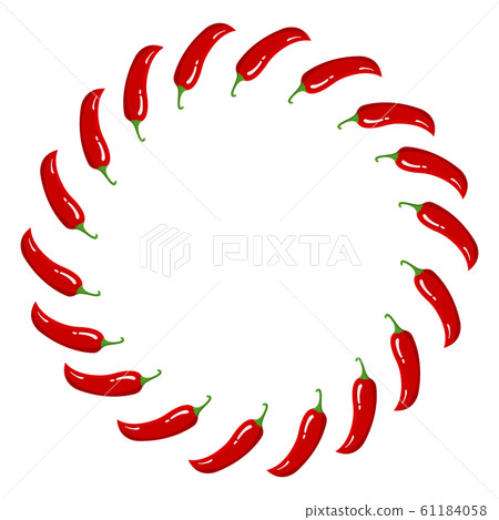 Red Chilli Pepper Wreath. Fresh Vegetables 61184058