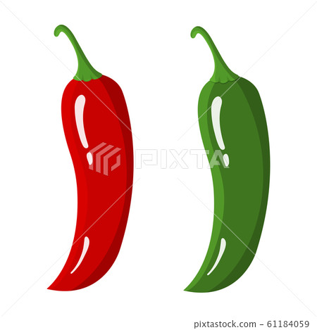 Red and Green Chilli Peppers isolated on white 61184059