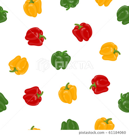Seamless Pattern with Fresh Bell Pepper Vegetables 61184060