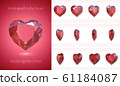 Vector frames of rotating red heart. Luxury ruby crystal Valentine. Symbol of love. Set of 3d realistic icons. 12 fps. Looped sequence for GIF, flash HTML animation an motion design. Isolated clipart 61184087