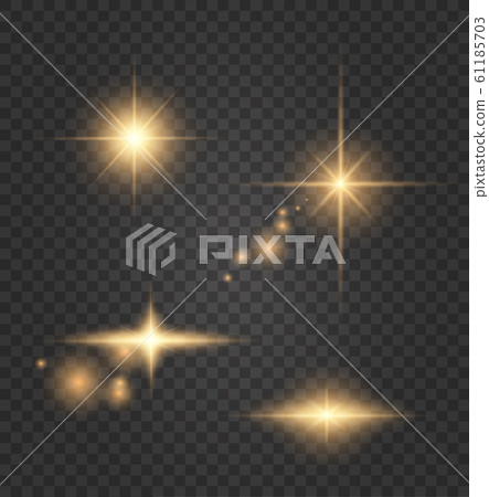 Set of golden glowing lights 61185703