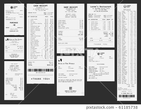 Template of a shop check. Paper payment receipt 61185738