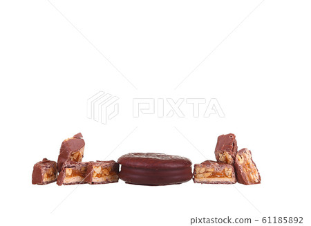 Chocolate bar isolated on a white background 61185892