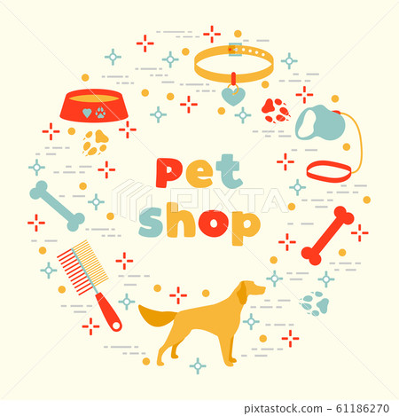 Vector Pet shop, vet, shelter Animal Dog tracks 61186270