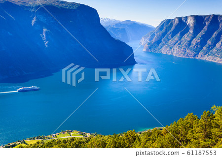 Fjord landscape Aurlandsfjord in Norway Fjord landscape Aurlandsfjord in Norway 61187553