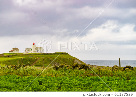 Obrestad lighthouse in Norway. Obrestad lighthouse in Norway. 61187589