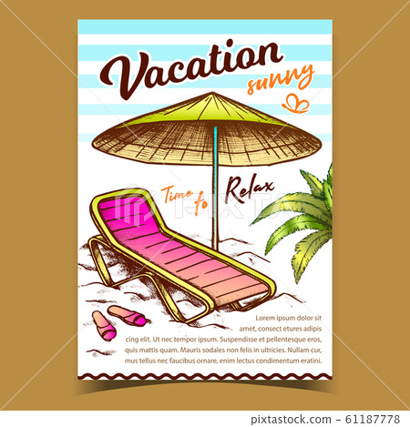 Vacation Sunny Beach Advertising Banner Vector 61187778