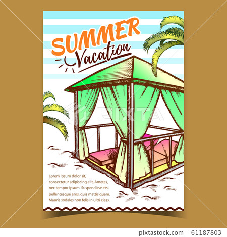 Summer Vacation Beach Advertising Poster Vector 61187803