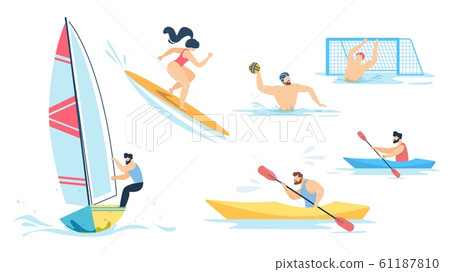 Water Sport and Sportive People Characters Set 61187810
